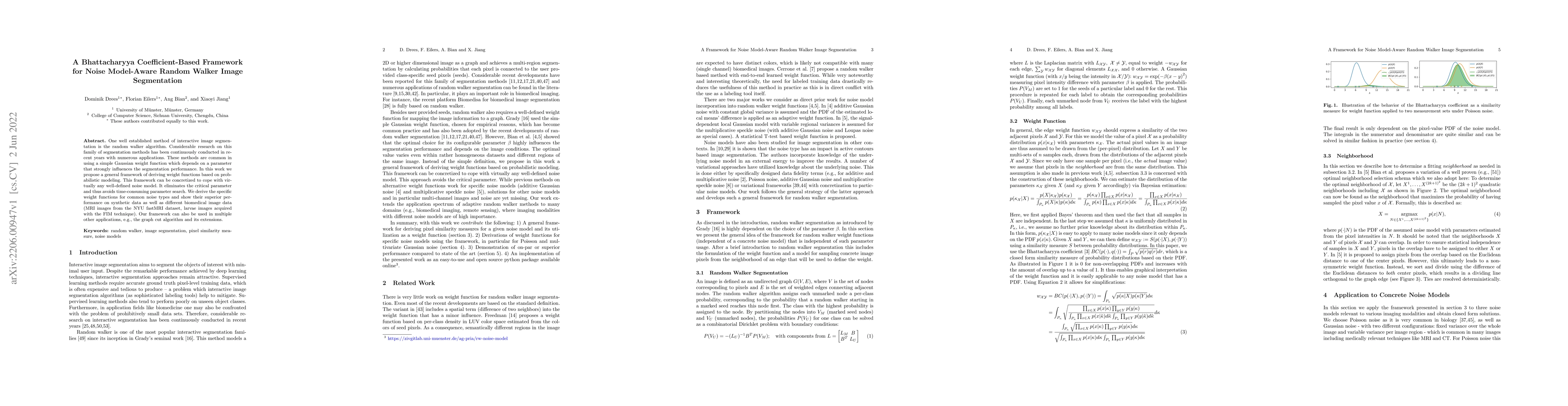 Thumbnail for A Bhattacharyya Coefficient-Based Framework for Noise Model-Aware Random
  Walker Image Segmentation