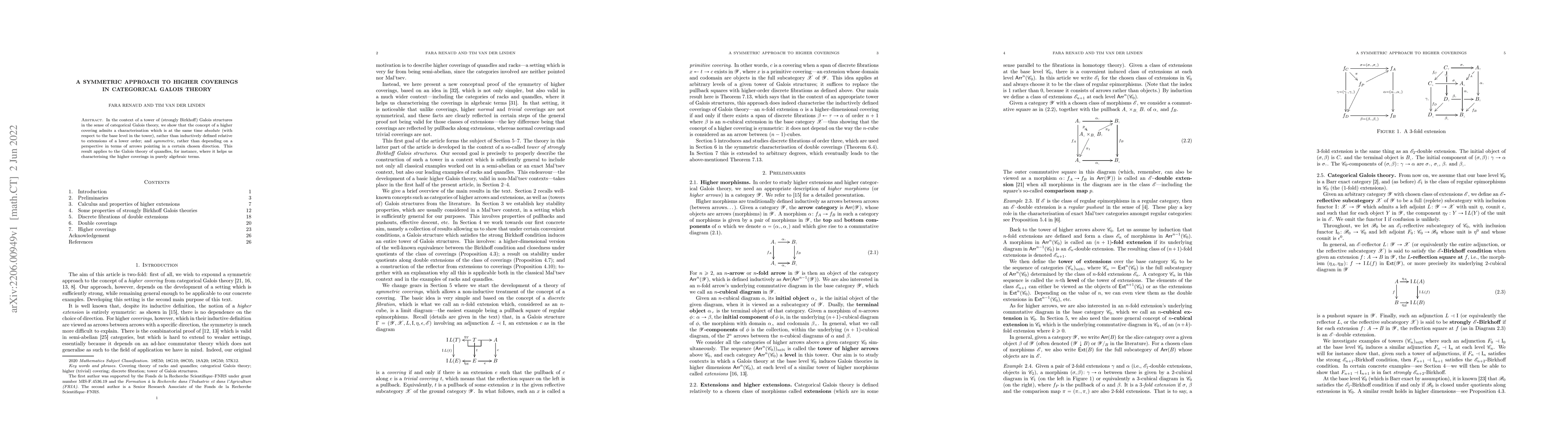 Thumbnail for A symmetric approach to higher coverings in categorical Galois theory