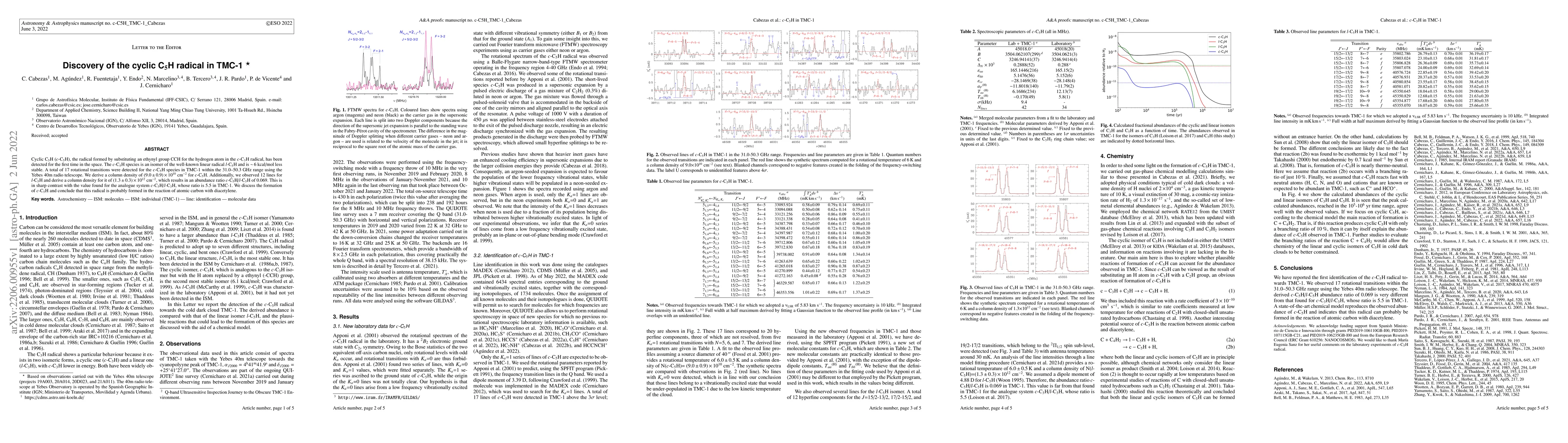 Thumbnail for Discovery of the cyclic C5H radical in TMC-1