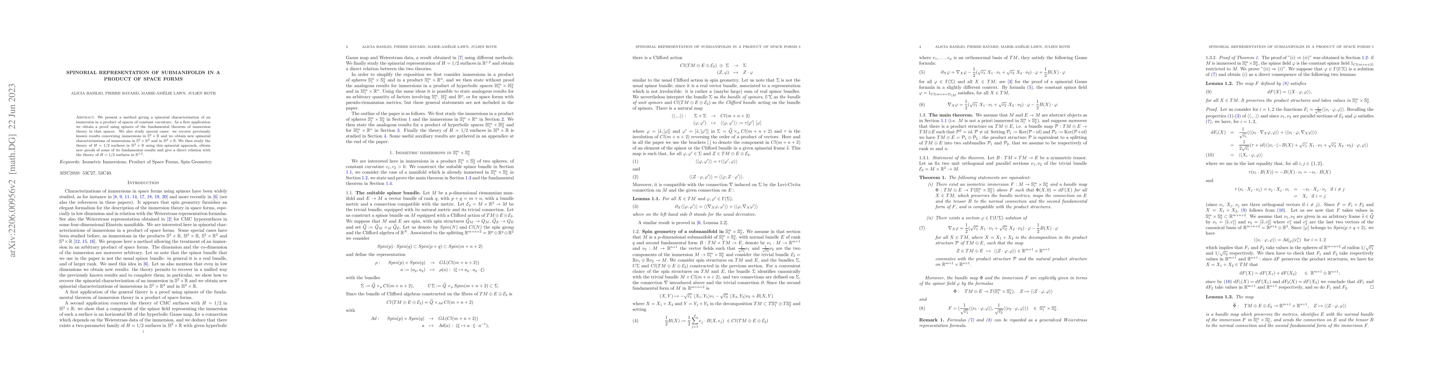 Thumbnail for Spinorial representation of submanifolds in a product of space forms