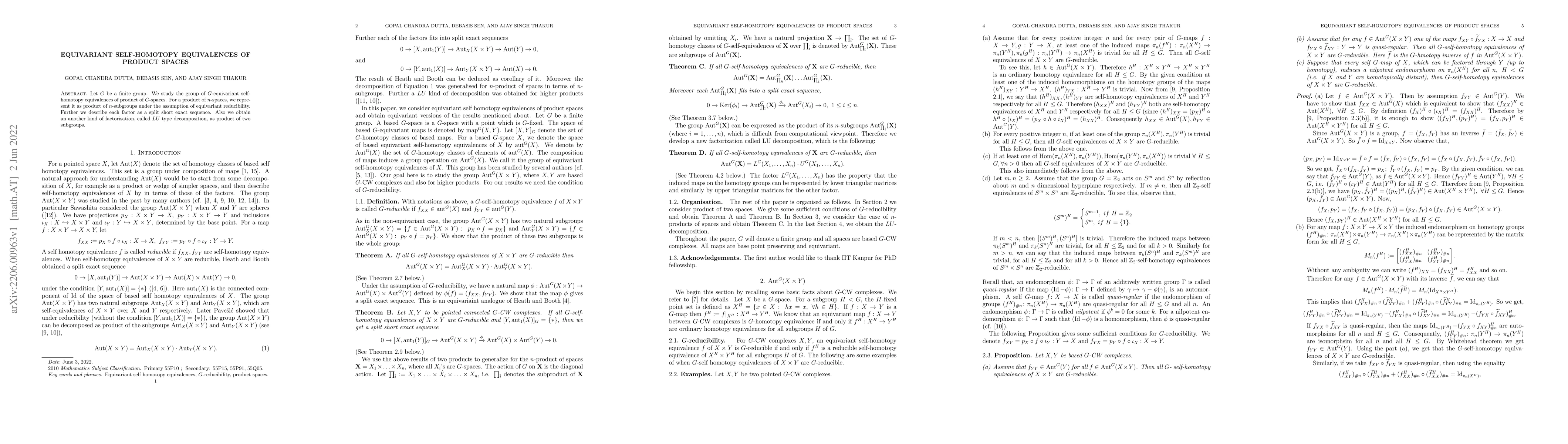Thumbnail for Equivariant self-homotopy equivalences of product spaces