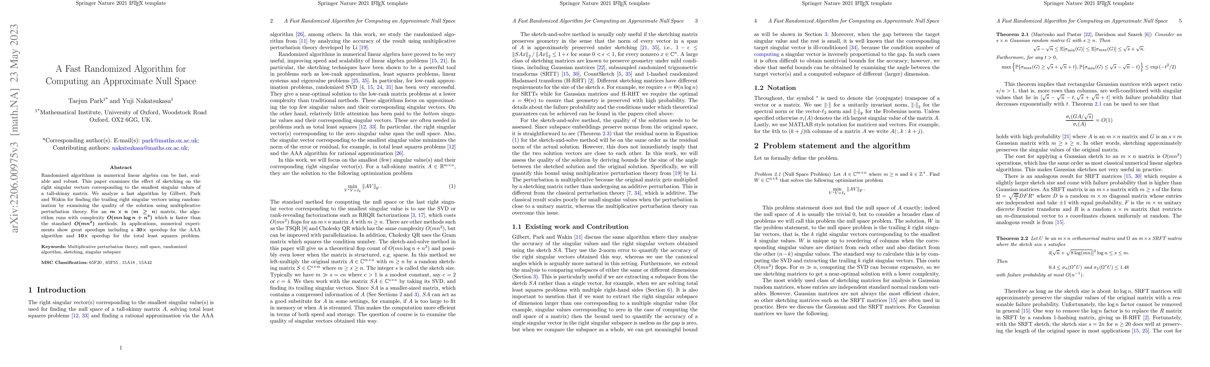 Thumbnail for A Fast Randomized Algorithm for Computing an Approximate Null Space