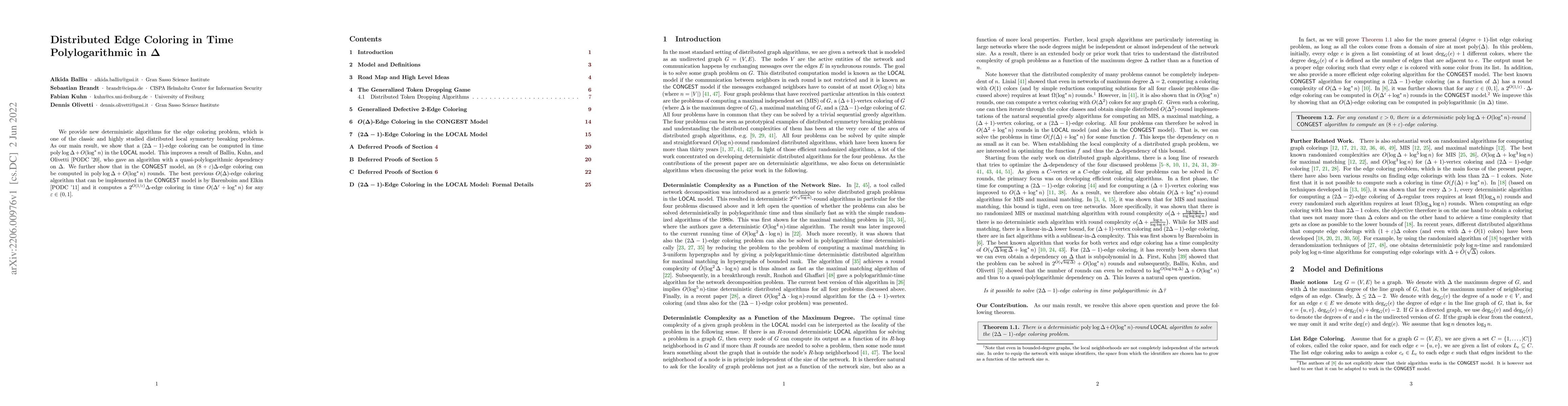 Thumbnail for Distributed Edge Coloring in Time Polylogarithmic in $\Delta$