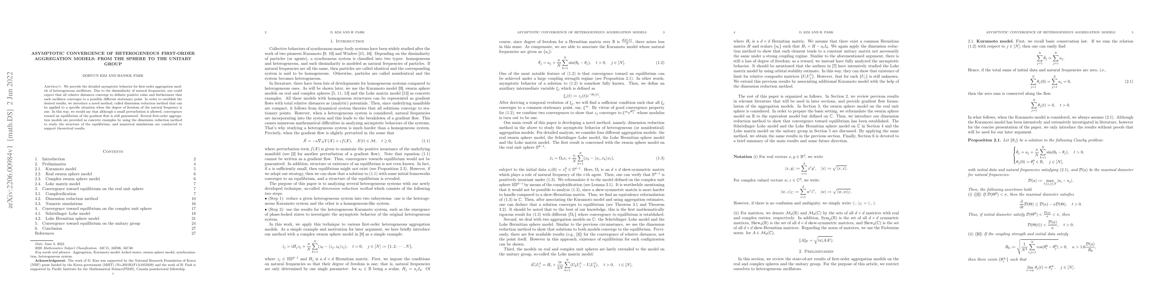 Thumbnail for Asymptotic convergence of heterogeneous first-order aggregation models:
  from the sphere to the unitary group