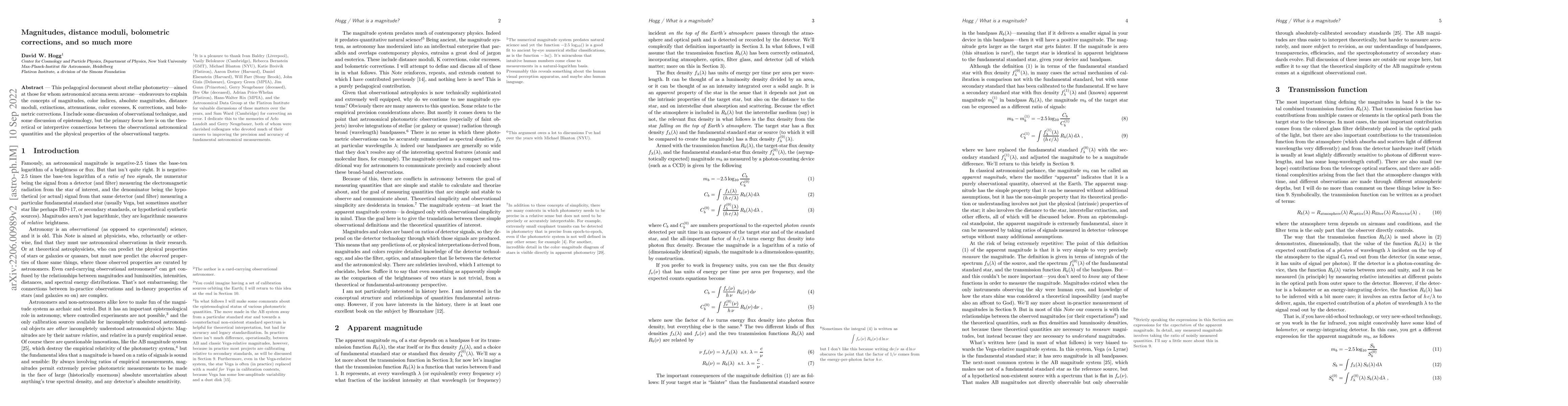 Thumbnail for Magnitudes, distance moduli, bolometric corrections, and so much more