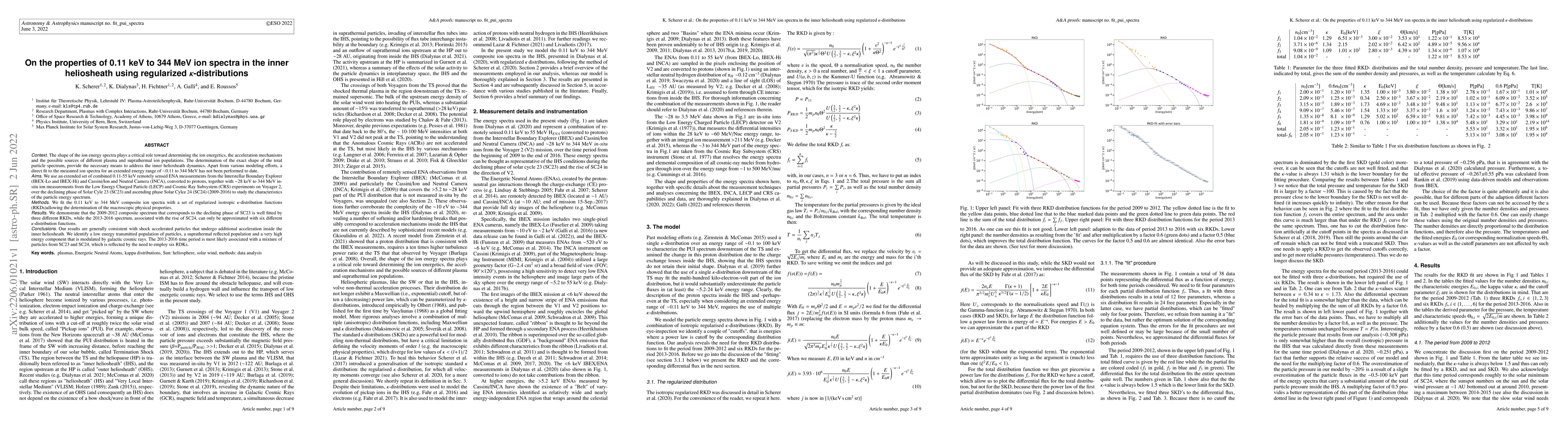 Thumbnail for On the properties of 0.11 keV to 344 MeV ion spectra in the inner
  heliosheath using regularized $\kappa$-distributions