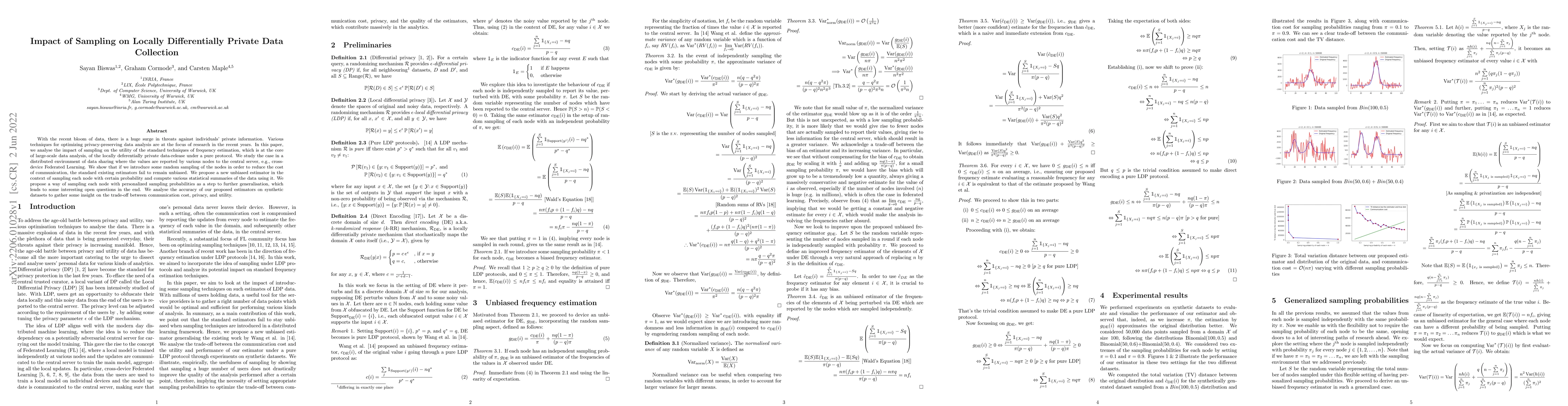 Thumbnail for Impact of Sampling on Locally Differentially Private Data Collection