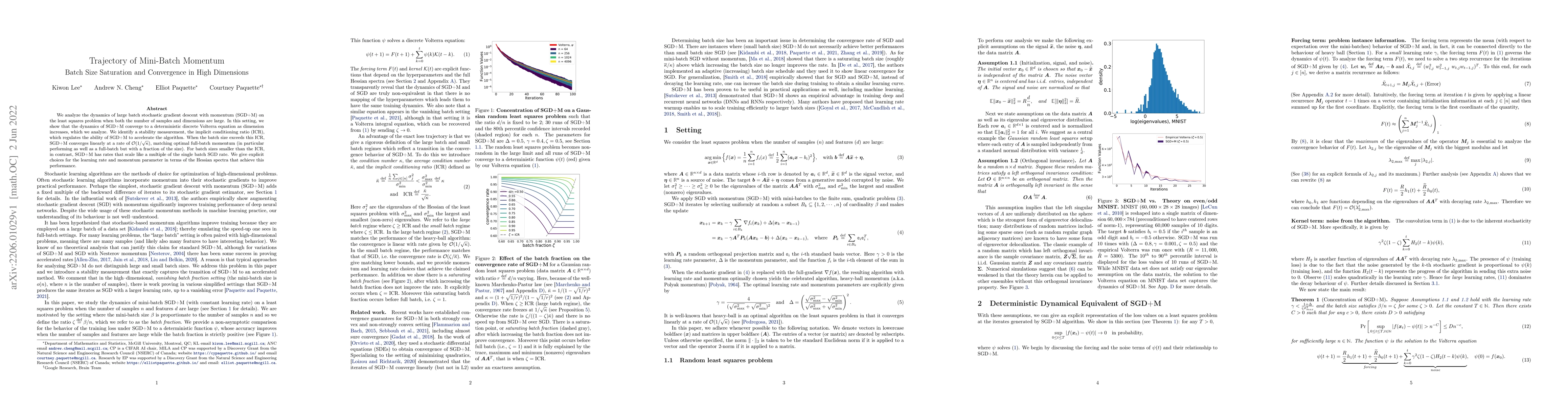 Thumbnail for Trajectory of Mini-Batch Momentum: Batch Size Saturation and Convergence
  in High Dimensions
