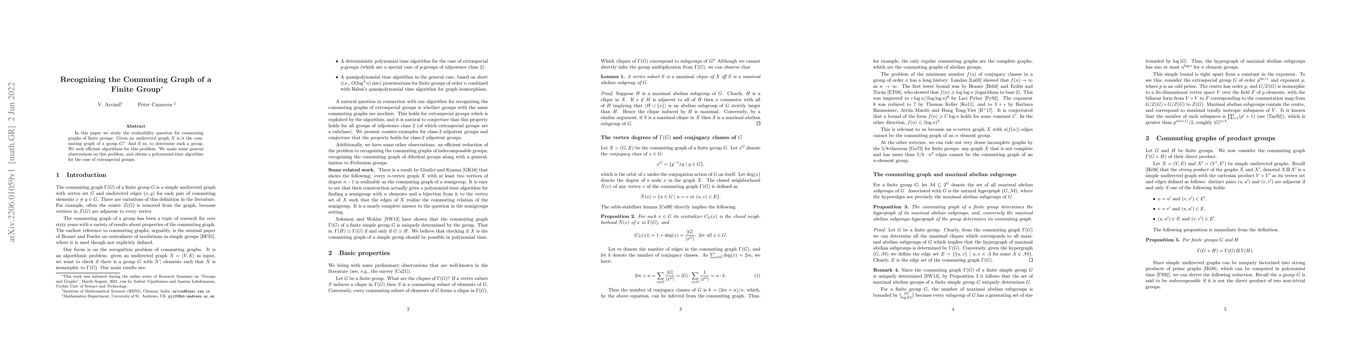 Thumbnail for Recognizing the Commuting Graph of a Finite Group
