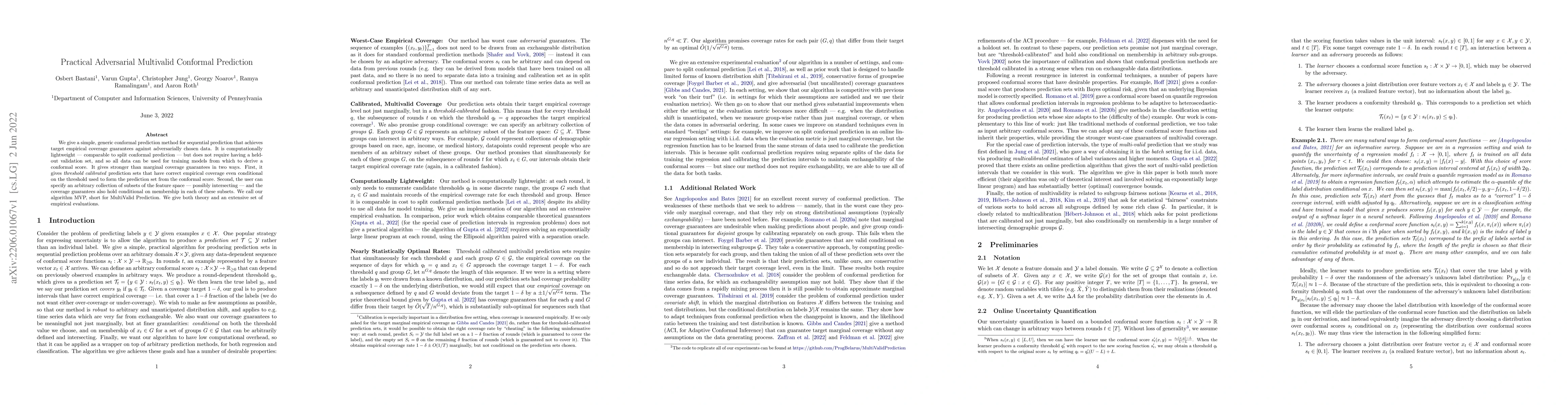 Thumbnail for Practical Adversarial Multivalid Conformal Prediction