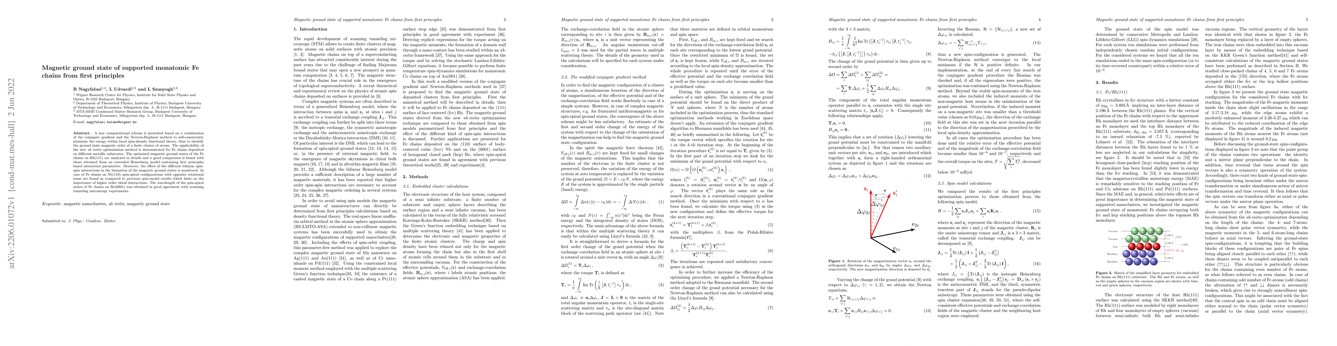 Thumbnail for Magnetic ground state of supported monatomic Fe chains from first
  principles