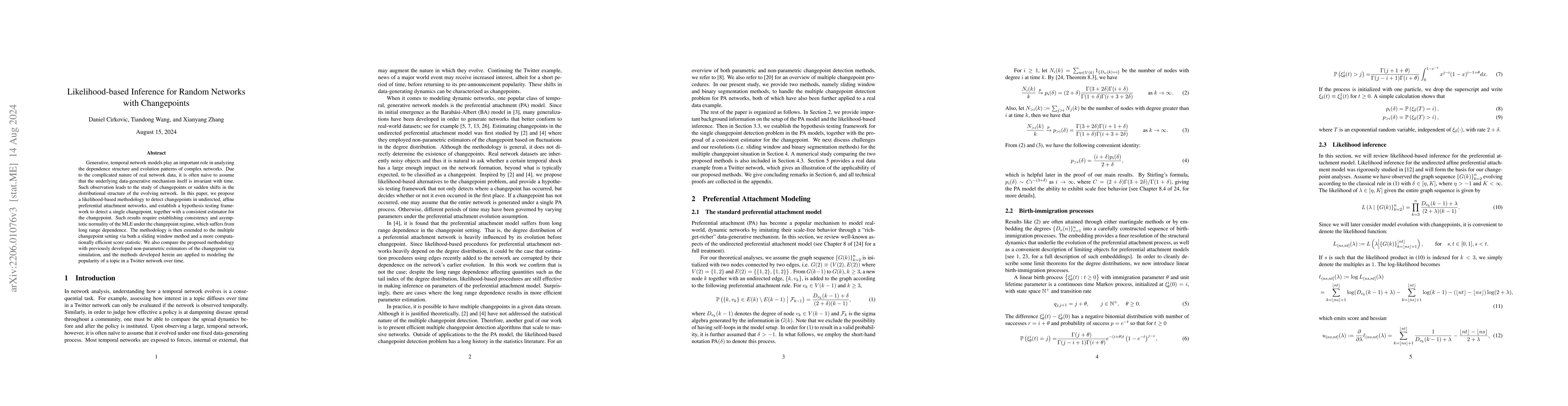 Thumbnail for Likelihood-based Inference for Random Networks with Changepoints