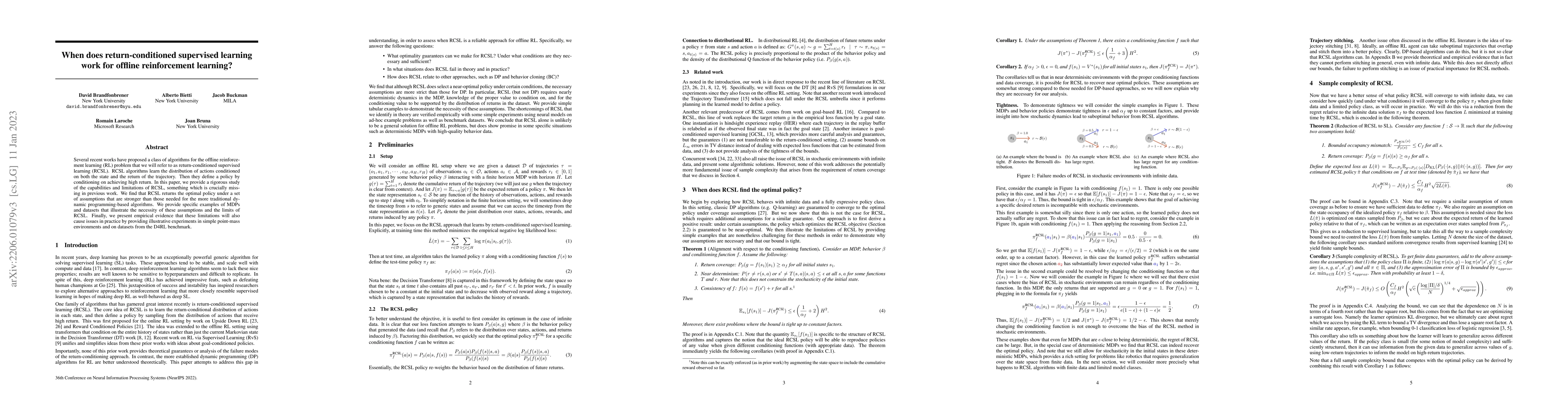 Thumbnail for When does return-conditioned supervised learning work for offline
  reinforcement learning?