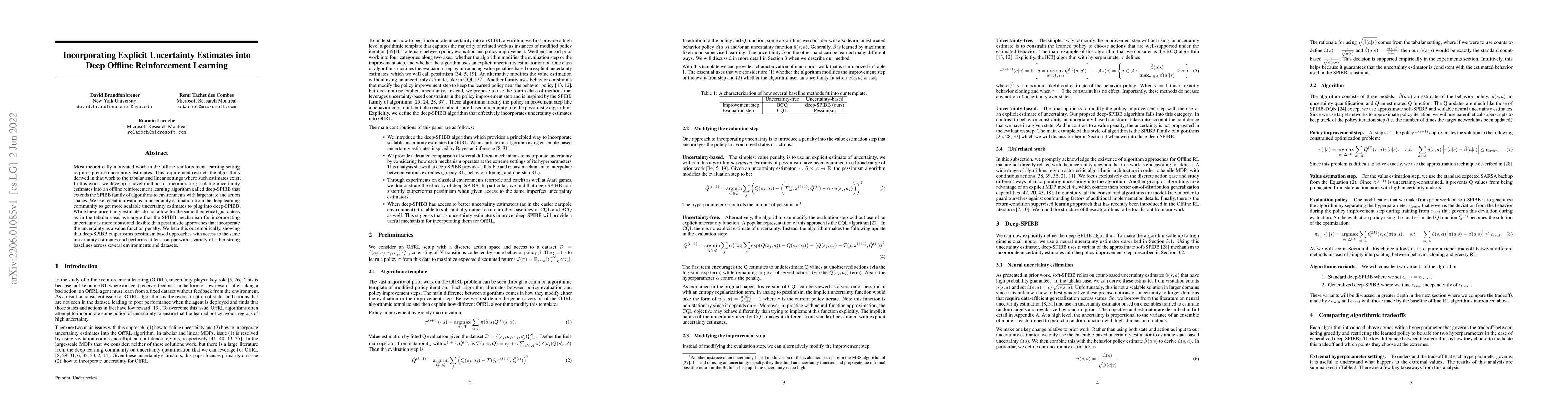 Thumbnail for Incorporating Explicit Uncertainty Estimates into Deep Offline
  Reinforcement Learning