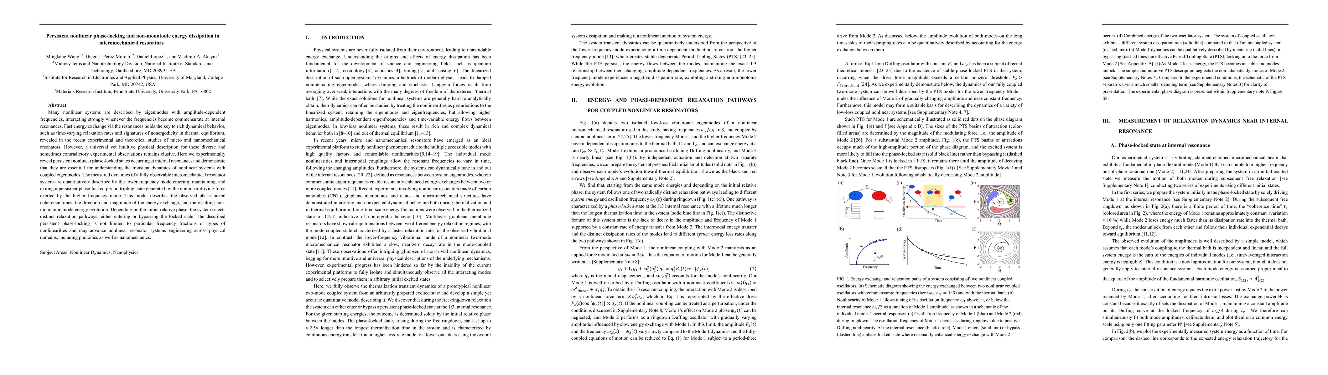 Thumbnail for Persistent nonlinear phase-locking and non-monotonic energy dissipation
  in micromechanical resonators