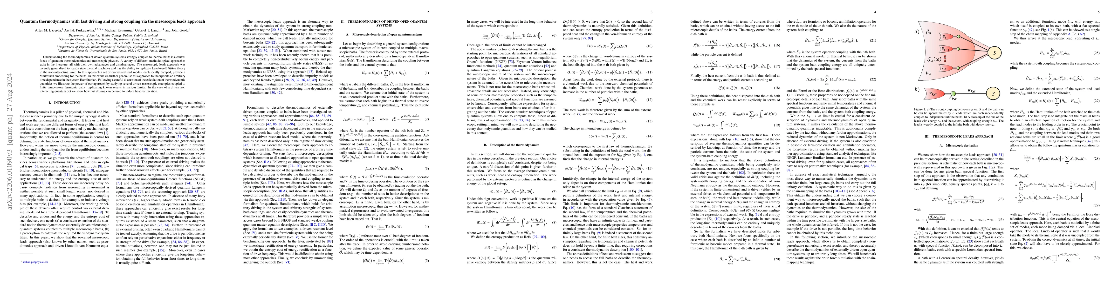 Thumbnail for Quantum thermodynamics with fast driving and strong coupling via the
  mesoscopic leads approach