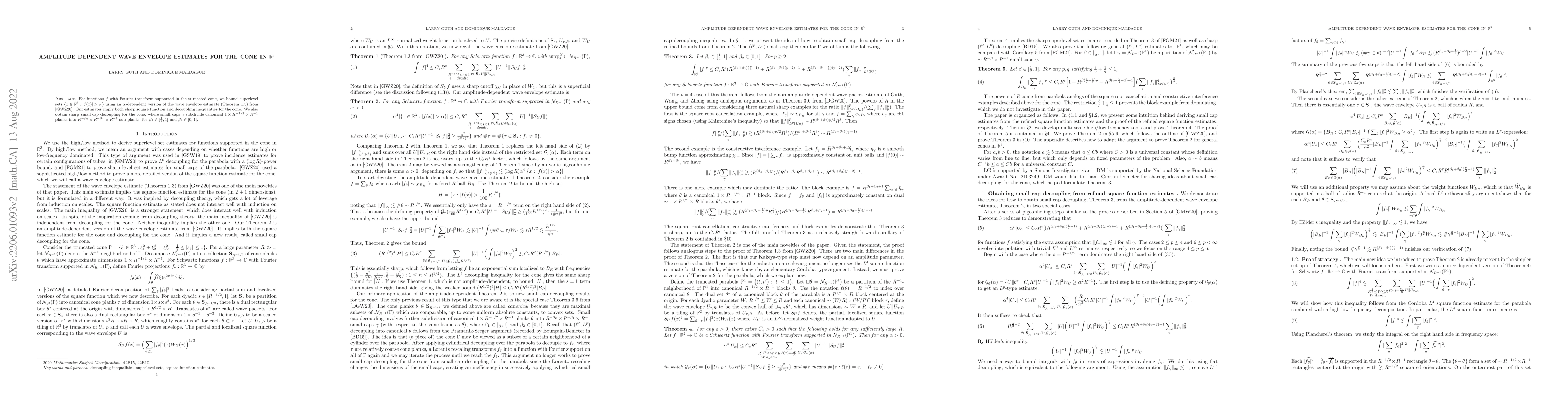 Thumbnail for Amplitude dependent wave envelope estimates for the cone in
  $\mathbb{R}^3$