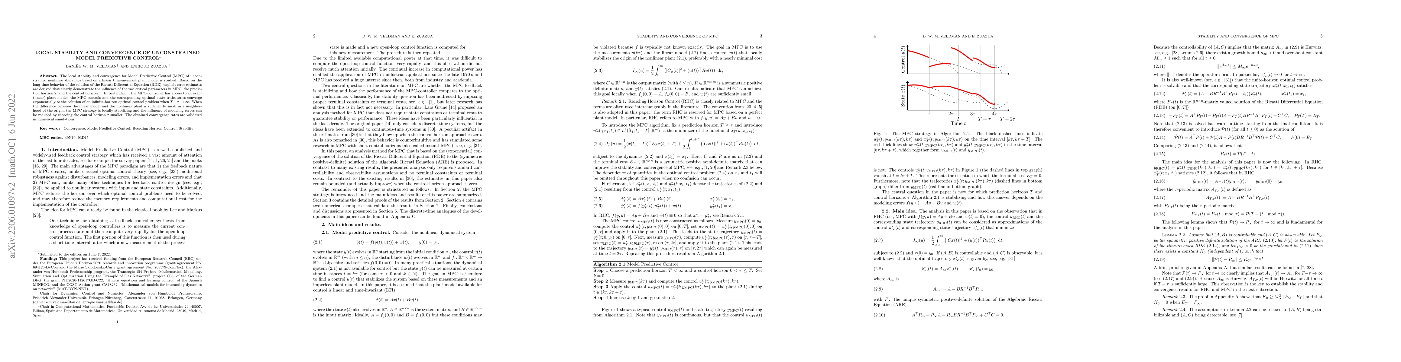 Thumbnail for Local Stability and Convergence of Unconstrained Model Predictive
  Control