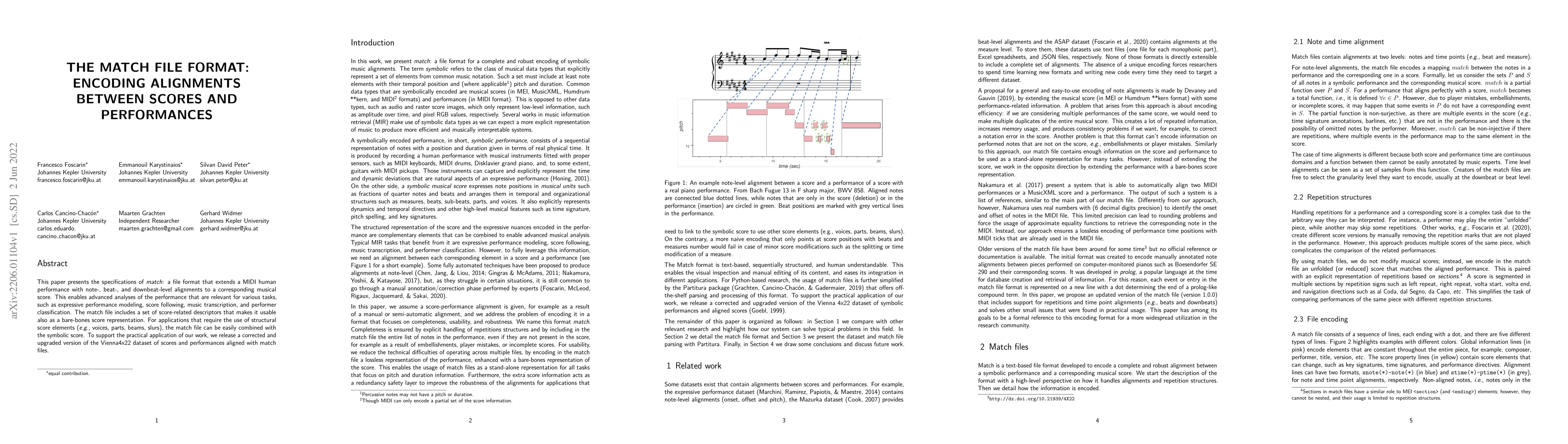 Thumbnail for The match file format: Encoding Alignments between Scores and
  Performances