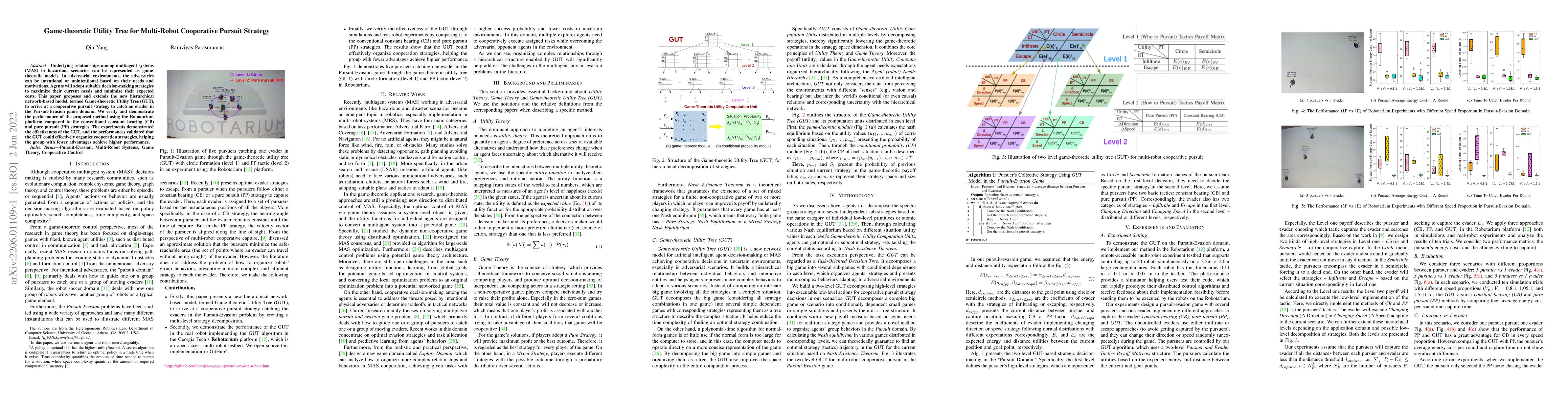 Thumbnail for Game-theoretic Utility Tree for Multi-Robot Cooperative Pursuit Strategy