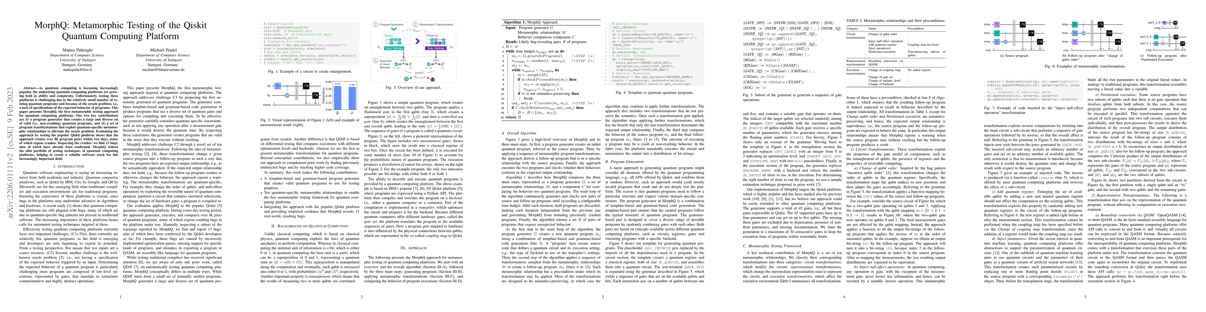 Thumbnail for MorphQ: Metamorphic Testing of the Qiskit Quantum Computing Platform