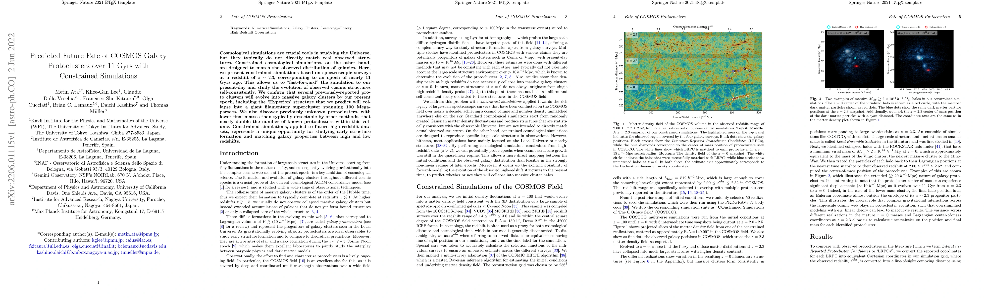 Thumbnail for Predicted future fate of COSMOS galaxy protoclusters over 11 Gyr with
  constrained simulations