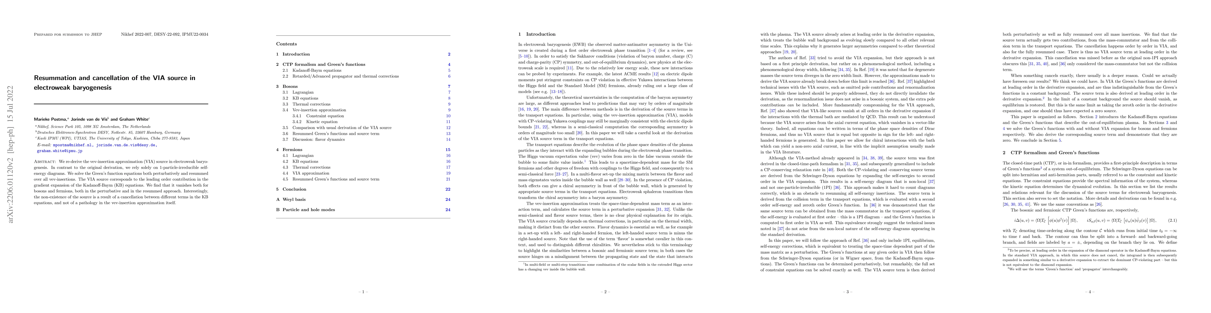 Thumbnail for Resummation and cancellation of the VIA source in electroweak
  baryogenesis