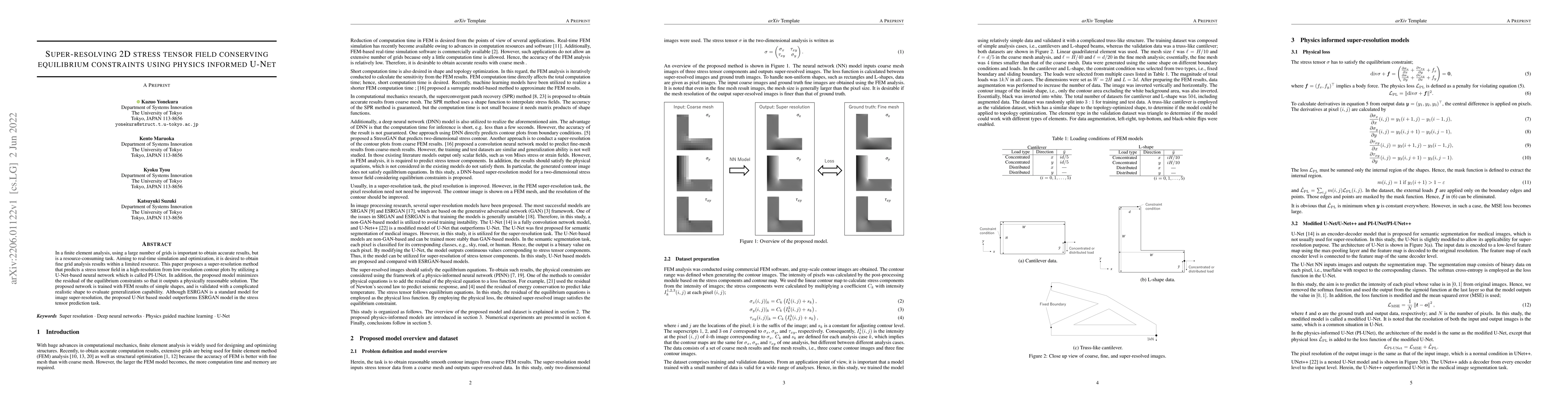 Thumbnail for Super-resolving 2D stress tensor field conserving equilibrium
  constraints using physics informed U-Net