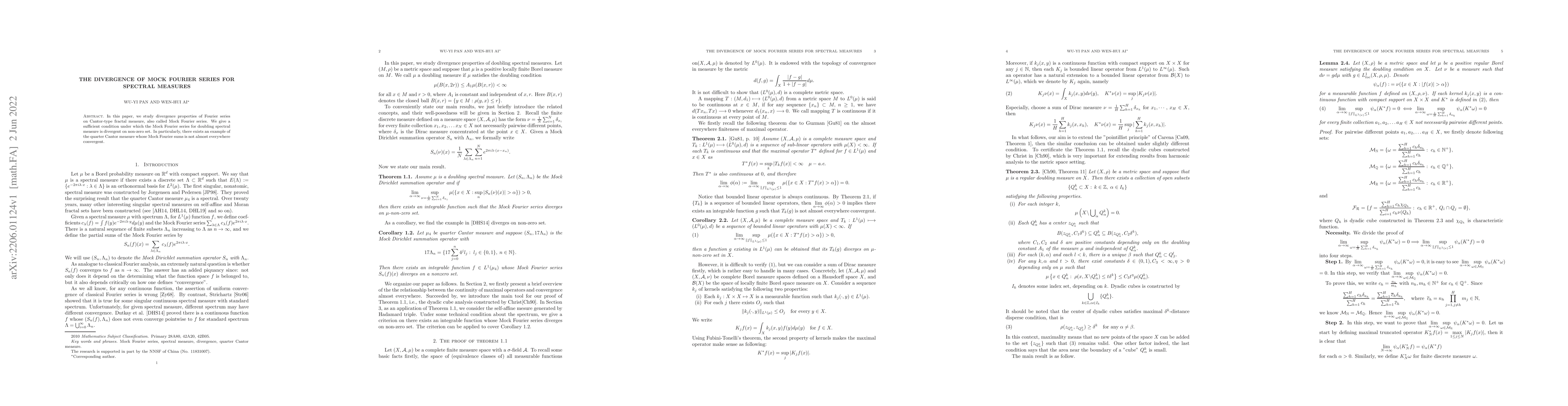 Thumbnail for The divergence of Mock Fourier series for spectral measures