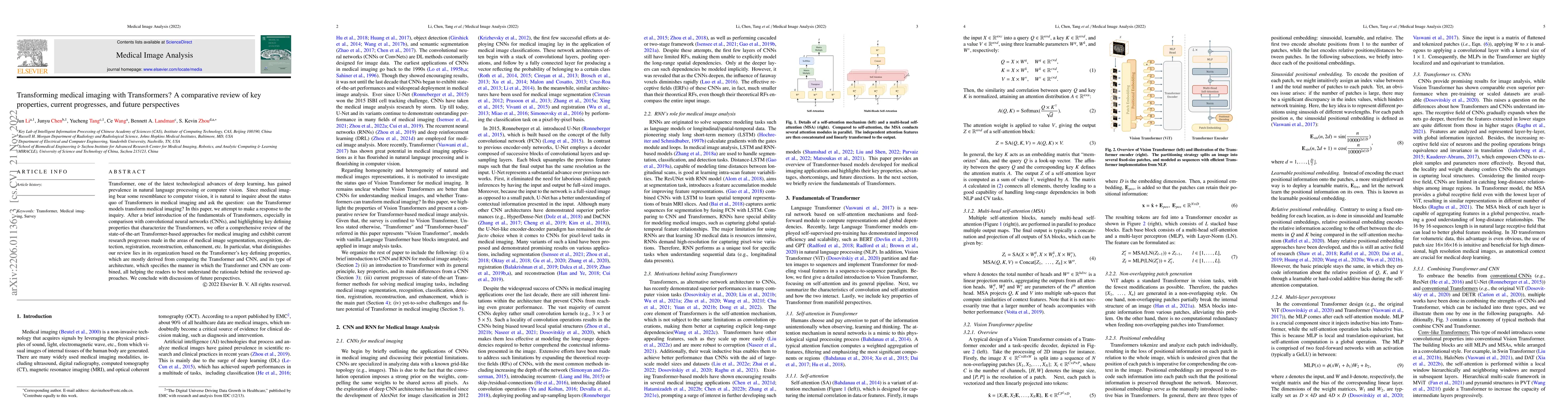 Thumbnail for Transforming medical imaging with Transformers? A comparative review of
  key properties, current progresses, and future perspectives