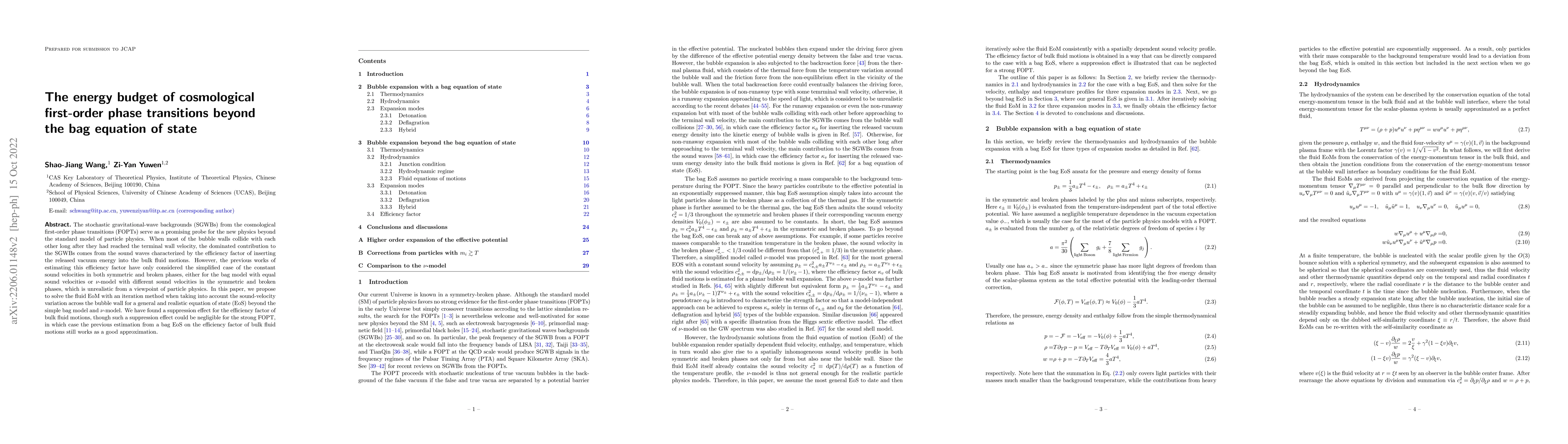 Thumbnail for The energy budget of cosmological first-order phase transitions beyond
  the bag equation of state