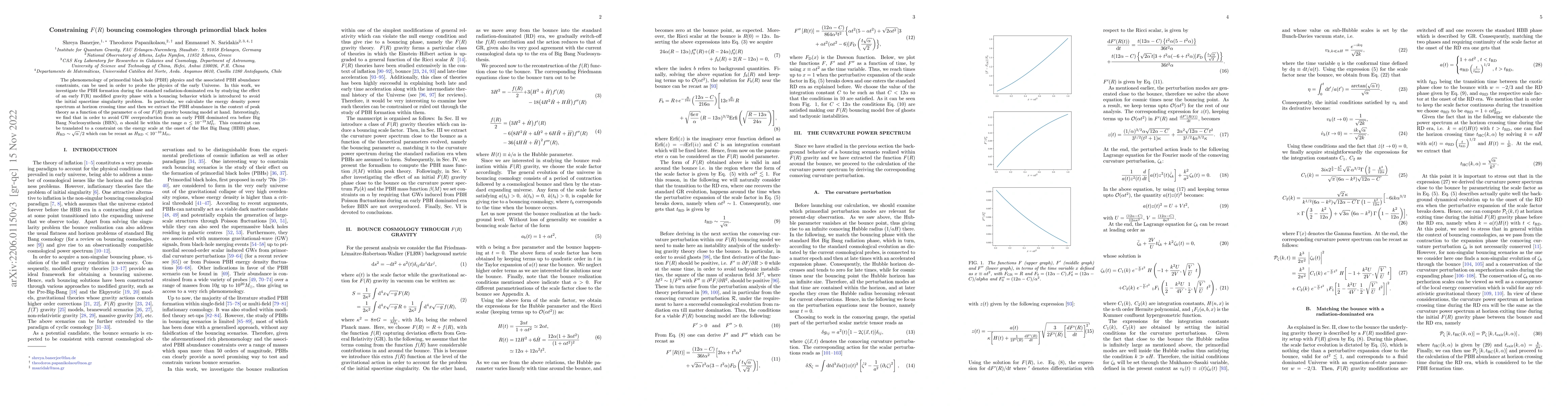 Thumbnail for Constraining $F(R)$ bouncing cosmologies with primordial black holes