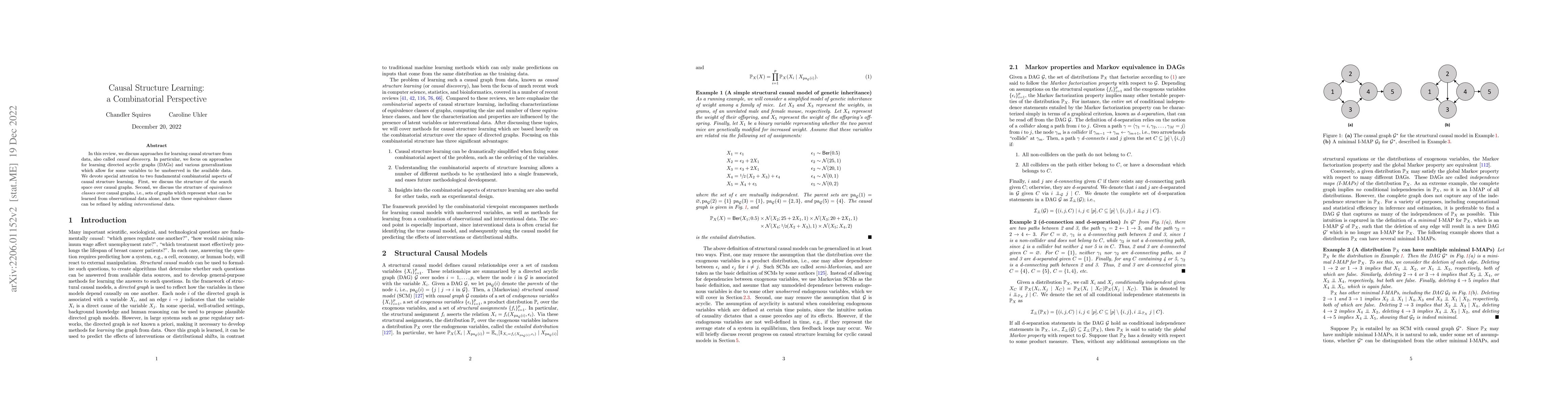 Thumbnail for Causal Structure Learning: a Combinatorial Perspective