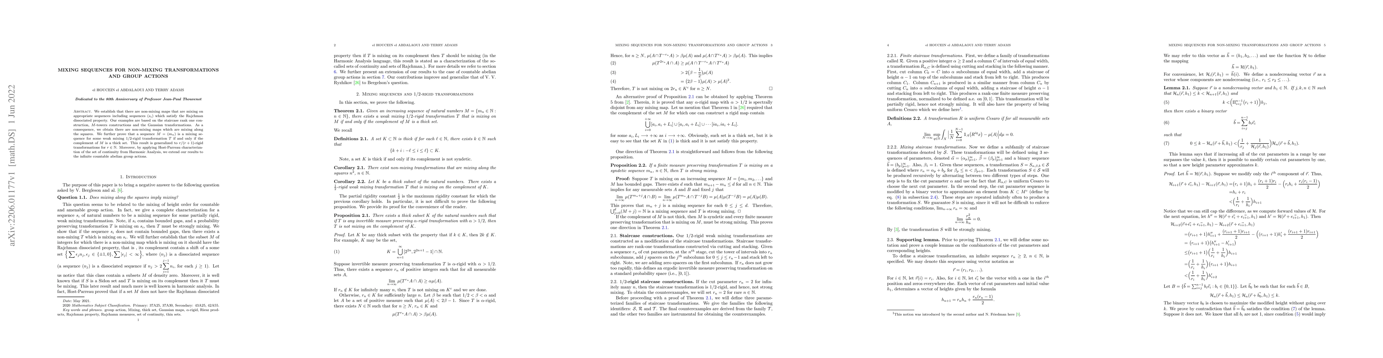 Thumbnail for Mixing sequences for non-mixing transformations and group actions