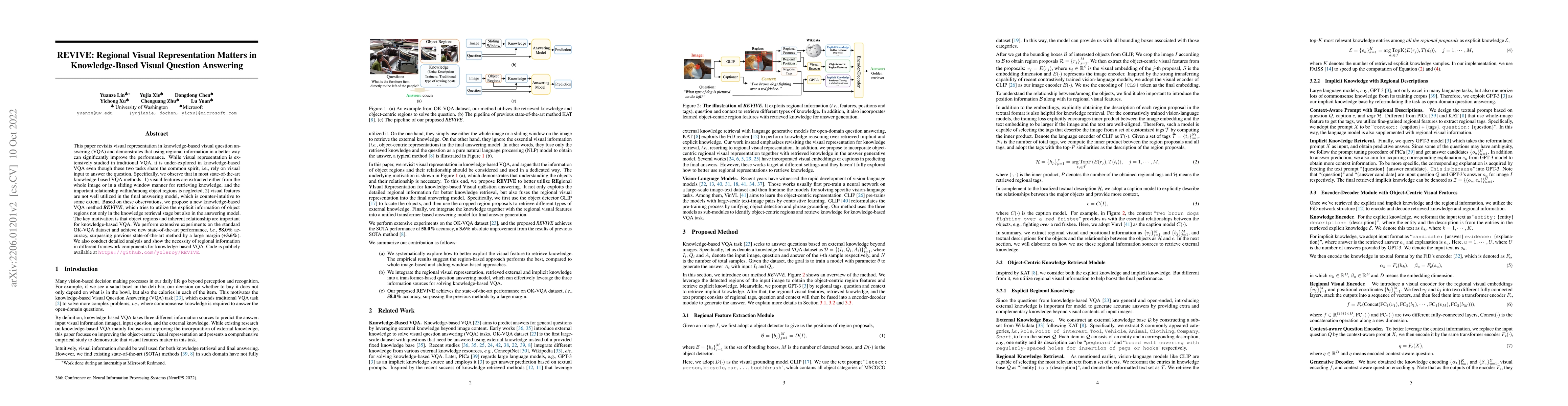 Thumbnail for REVIVE: Regional Visual Representation Matters in Knowledge-Based Visual
  Question Answering