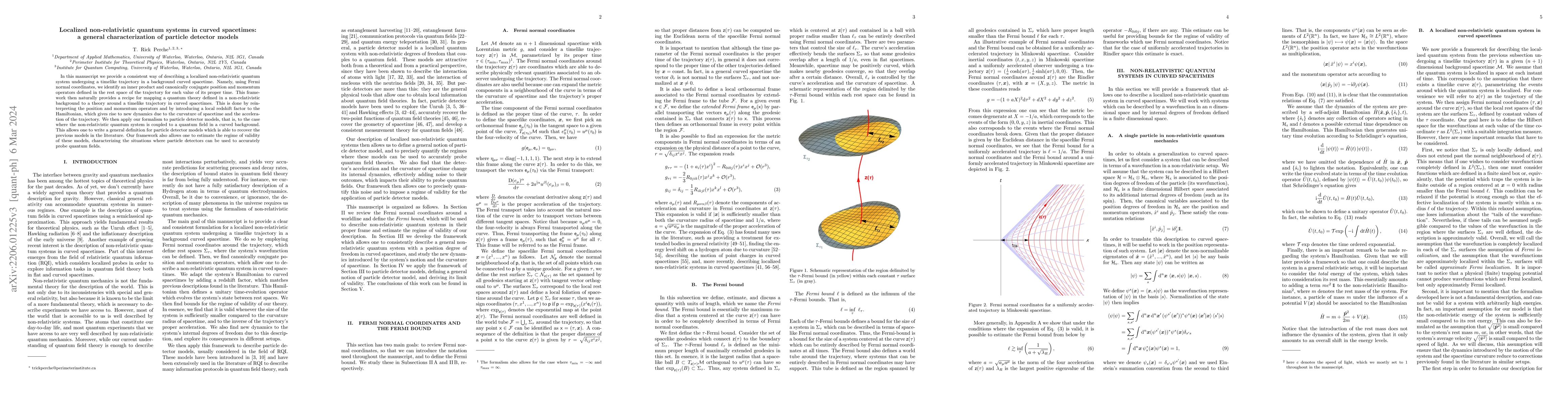 Thumbnail for Localized non-relativistic quantum systems in curved spacetimes: a
  general characterization of particle detector models