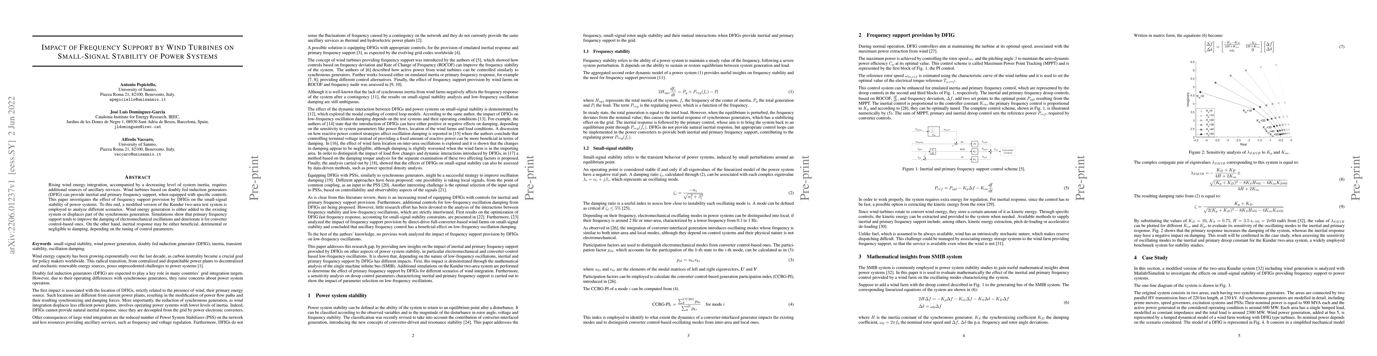 Thumbnail for Impact of Frequency Support by Wind Turbines on Small-Signal Stability
  of Power Systems