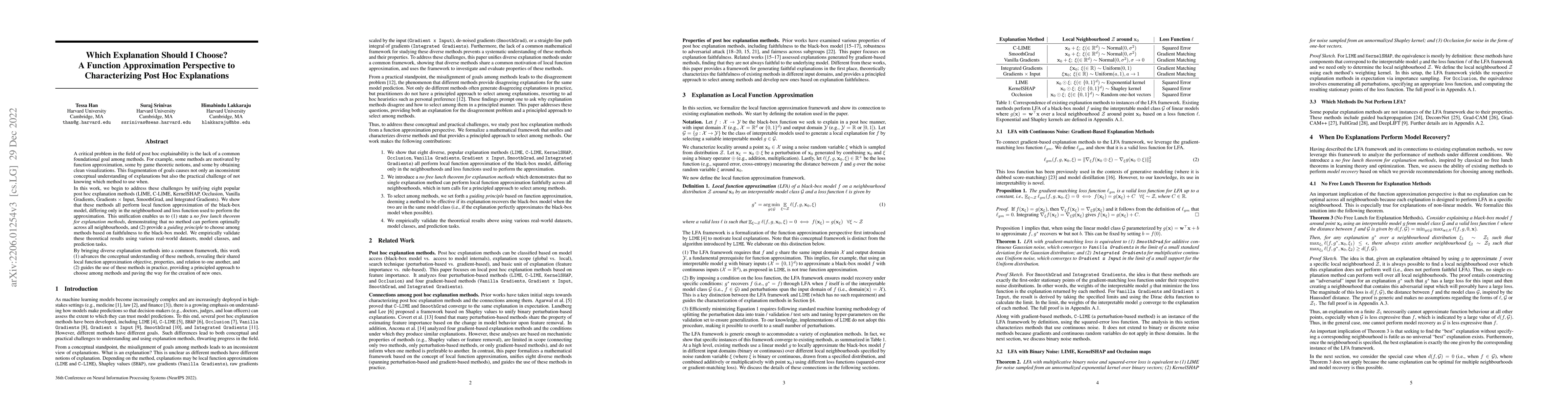 Thumbnail for Which Explanation Should I Choose? A Function Approximation Perspective
  to Characterizing Post Hoc Explanations