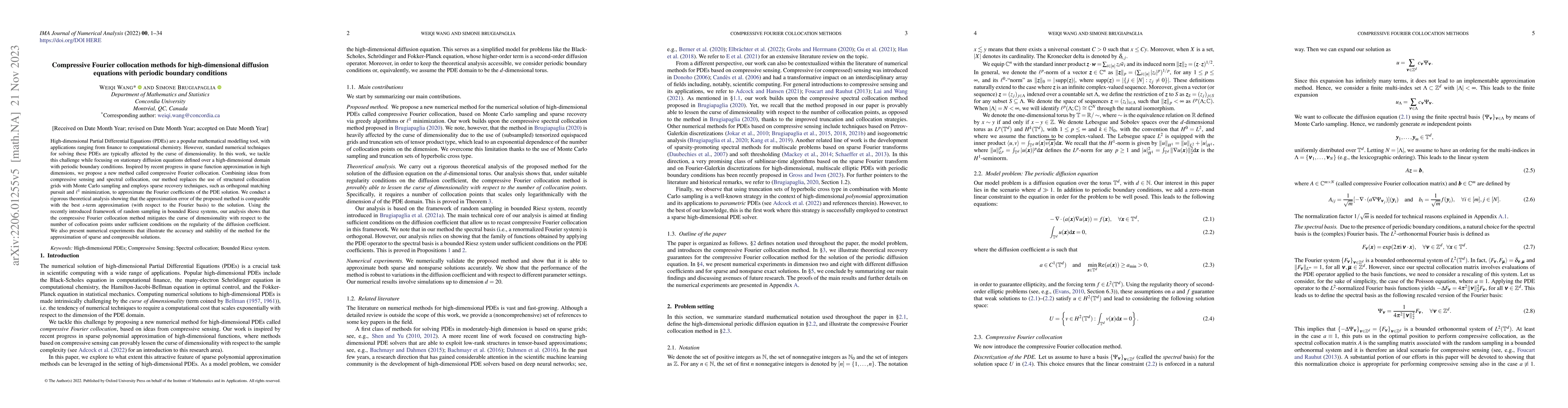 Thumbnail for Compressive Fourier collocation methods for high-dimensional diffusion
  equations with periodic boundary conditions