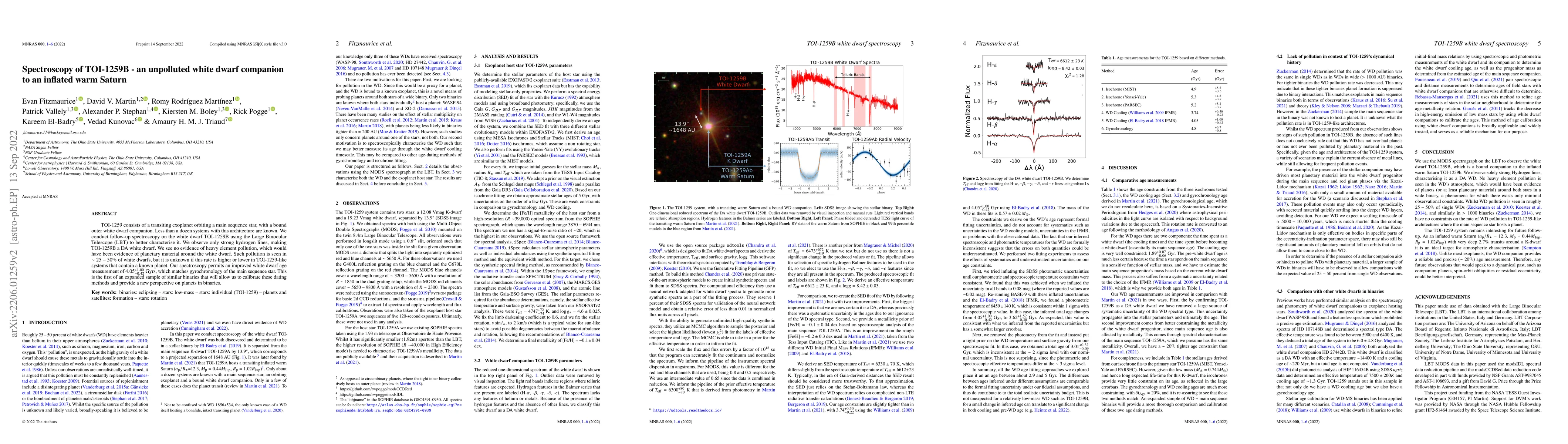 Thumbnail for Spectroscopy of TOI-1259B -- an unpolluted white dwarf companion to an
  inflated warm Saturn