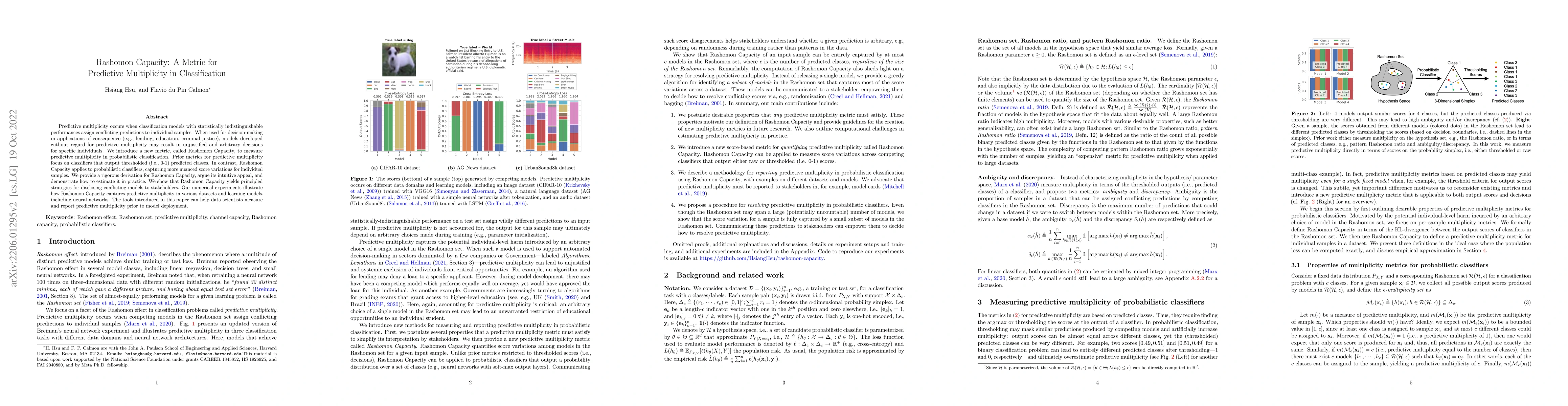 Thumbnail for Rashomon Capacity: A Metric for Predictive Multiplicity in
  Classification