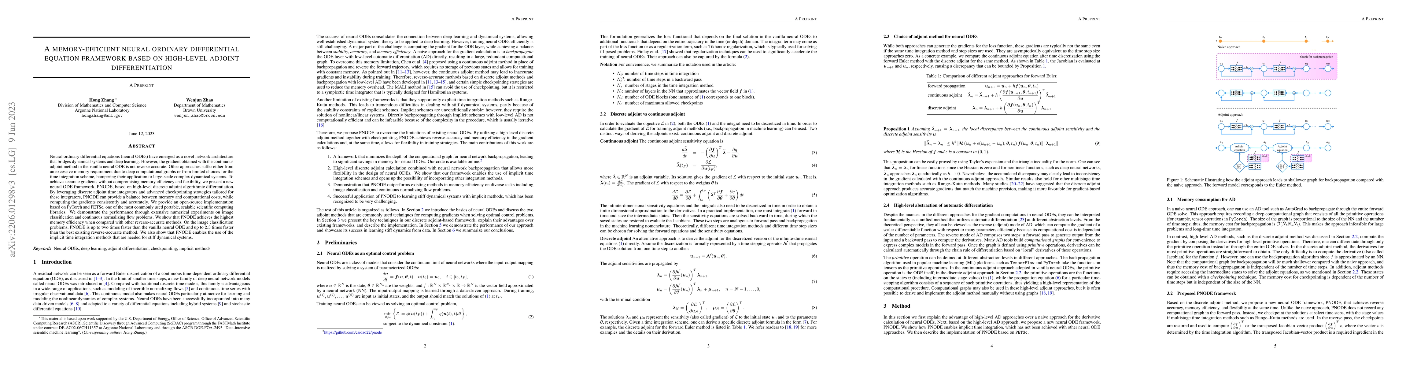 Thumbnail for A memory-efficient neural ODE framework based on high-level adjoint
  differentiation