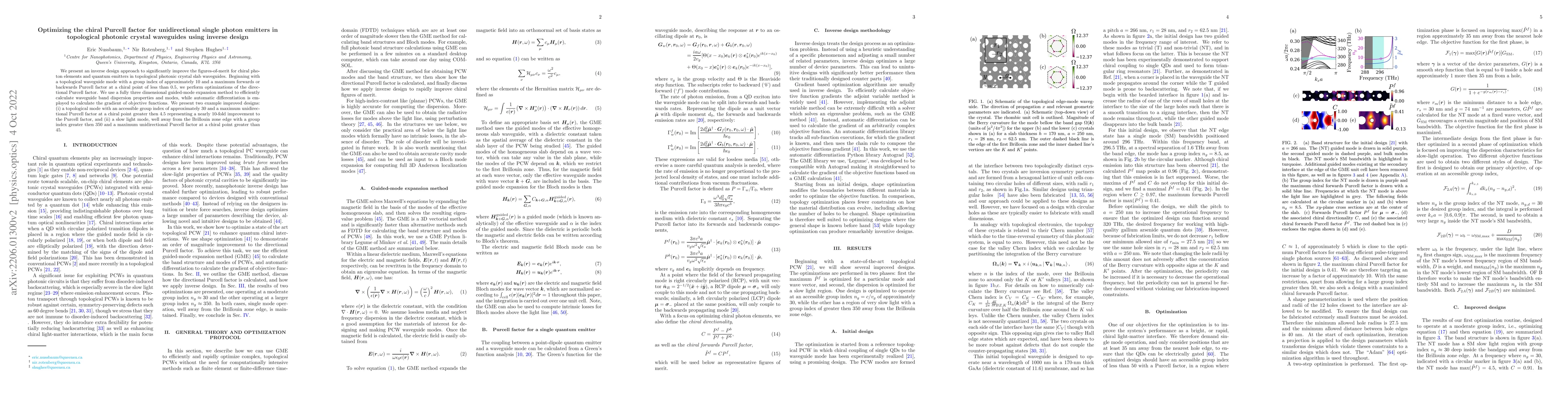 Thumbnail for Optimizing the chiral Purcell factor for unidirectional single photon
  emitters in topological photonic crystal waveguides using inverse design