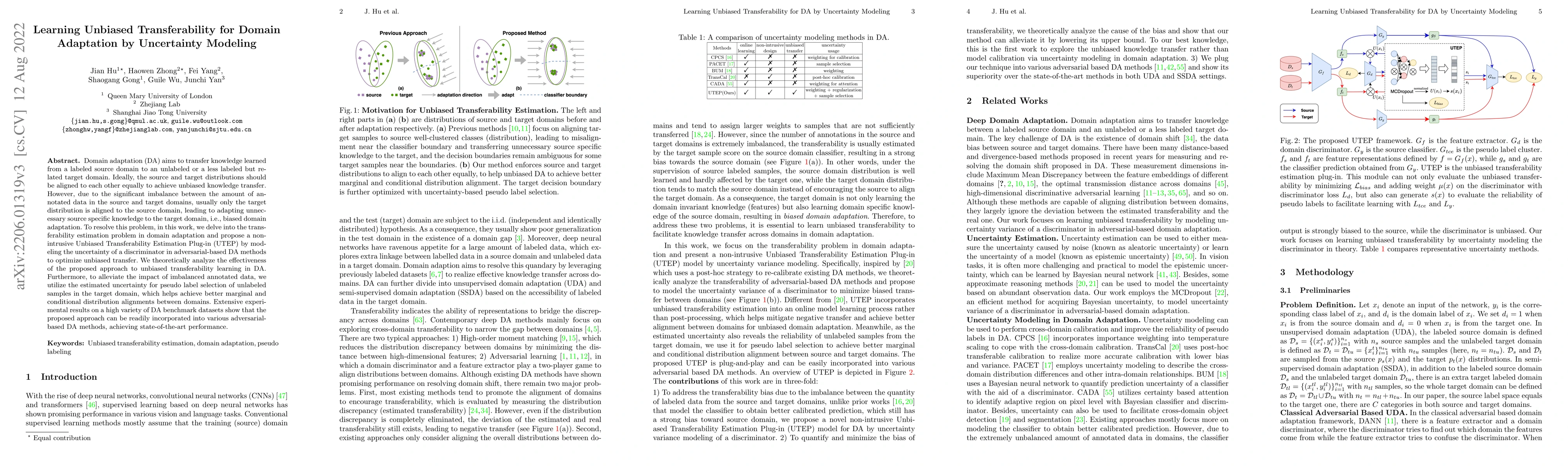 Thumbnail for Learning Unbiased Transferability for Domain Adaptation by Uncertainty
  Modeling