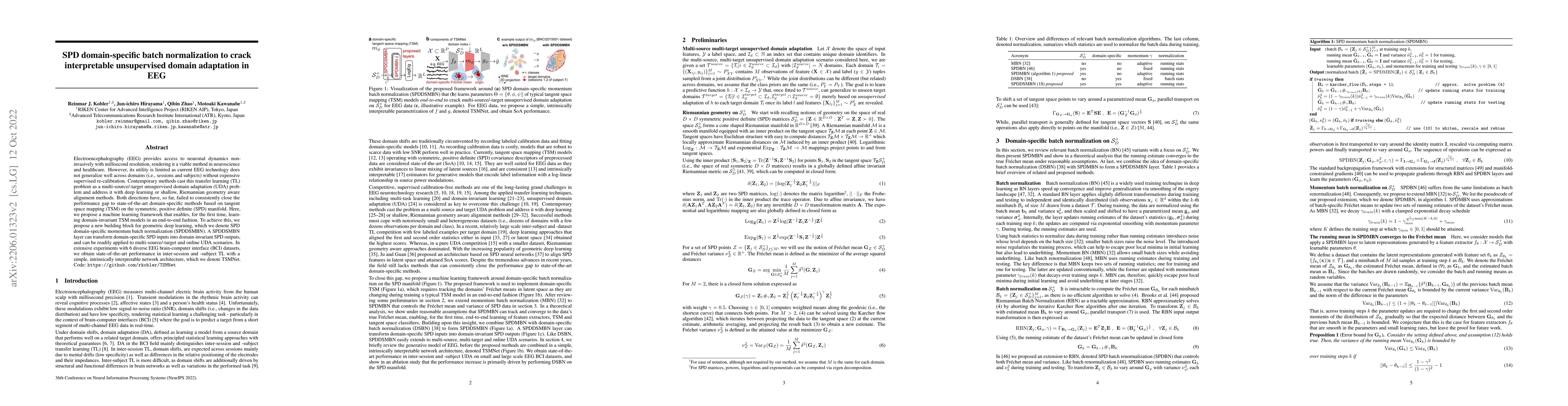 Thumbnail for SPD domain-specific batch normalization to crack interpretable
  unsupervised domain adaptation in EEG