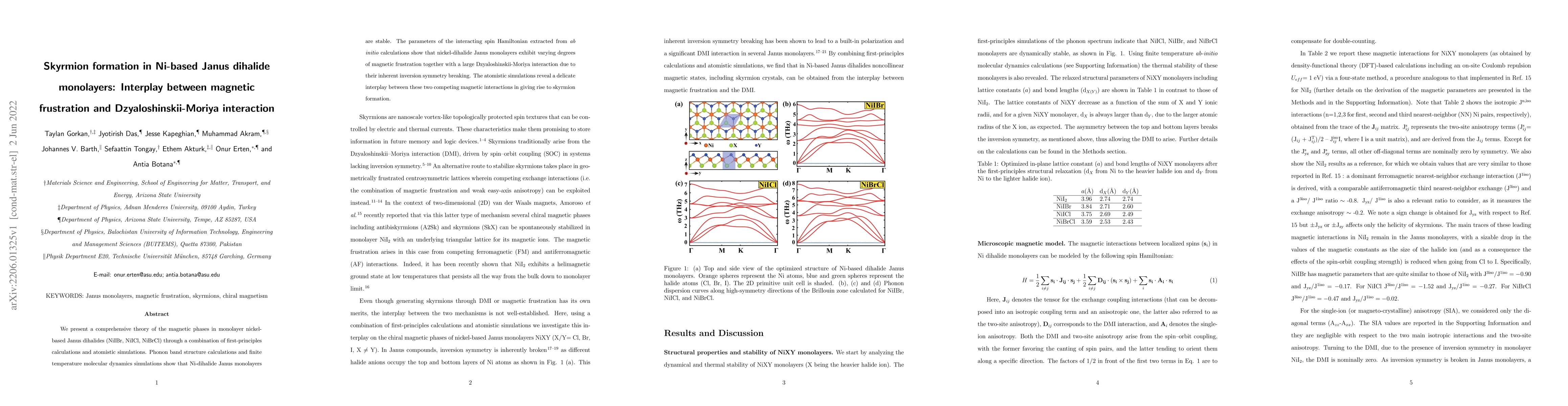 Thumbnail for Skyrmion formation in Ni-based Janus dihalide monolayers: Interplay
  between magnetic frustration and Dzyaloshinskii-Moriya interaction