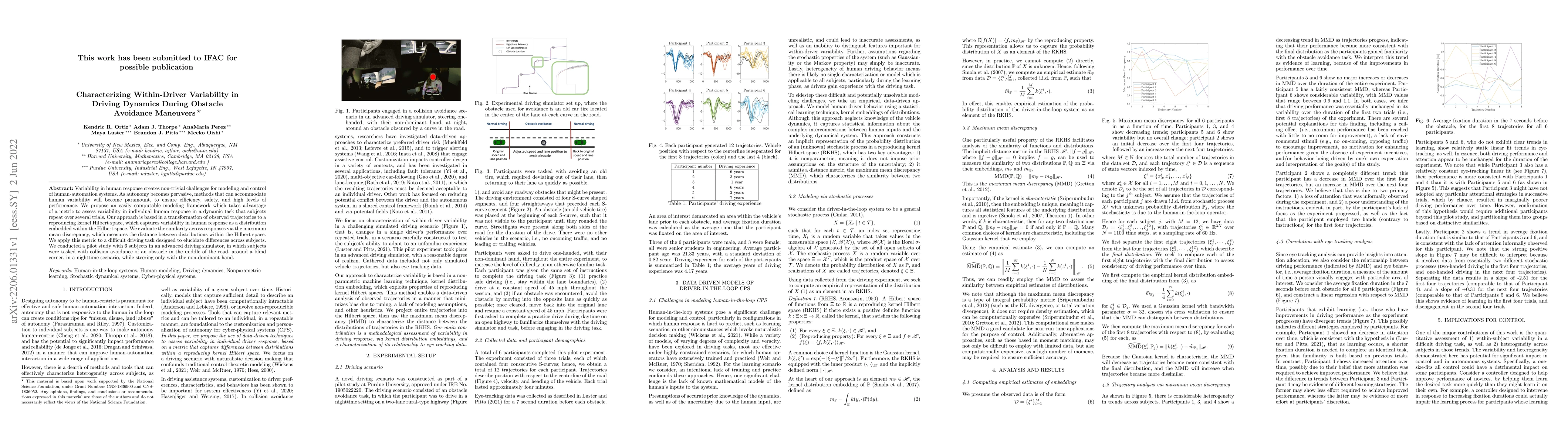 Thumbnail for Characterizing Within-Driver Variability in Driving Dynamics During
  Obstacle Avoidance Maneuvers