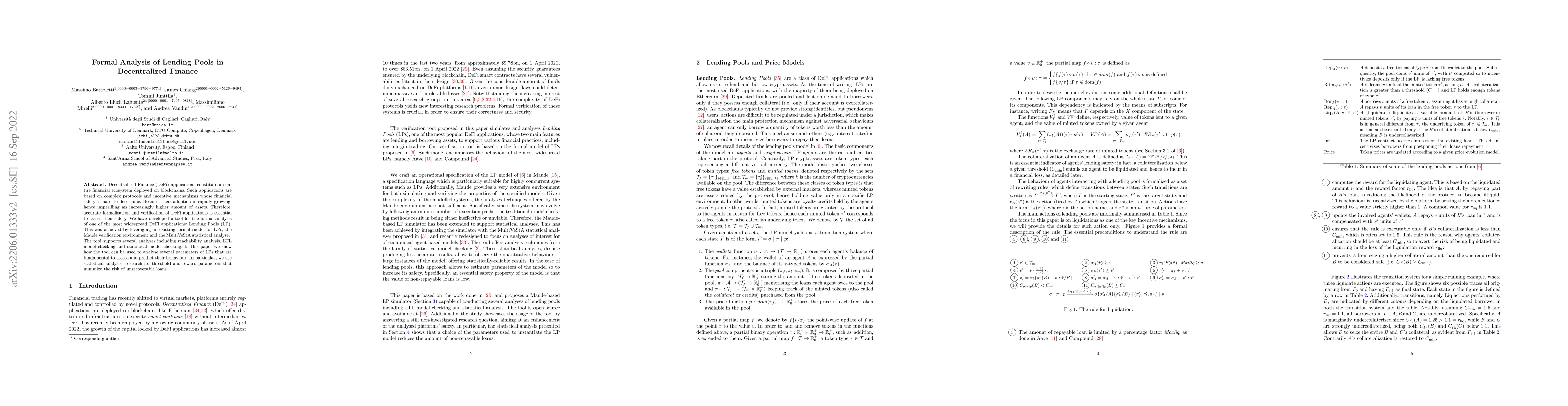 Thumbnail for Formal Analysis of Lending Pools in Decentralized Finance