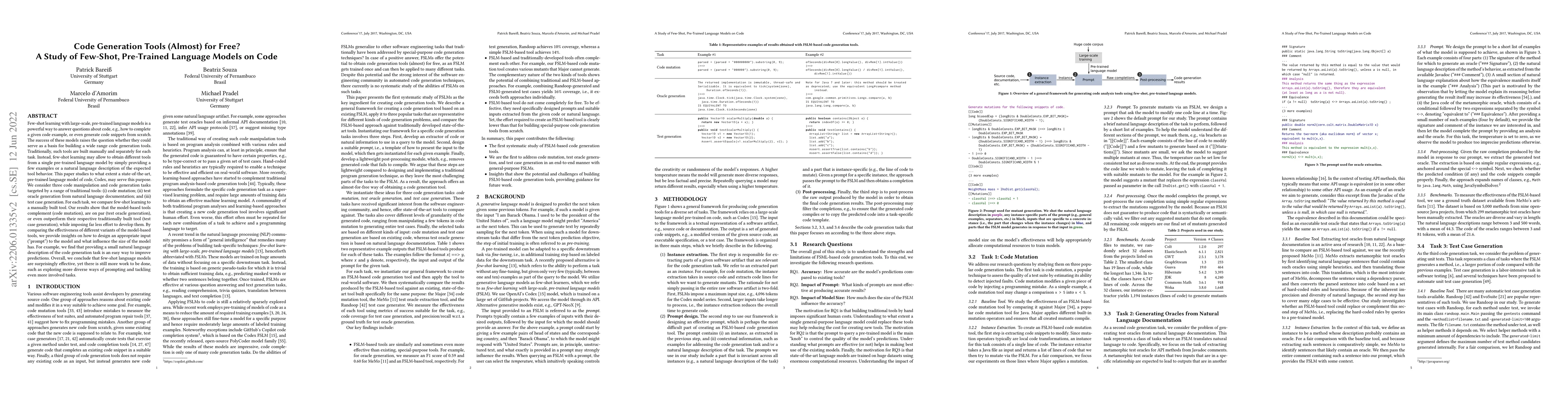 Thumbnail for Code Generation Tools (Almost) for Free? A Study of Few-Shot,
  Pre-Trained Language Models on Code