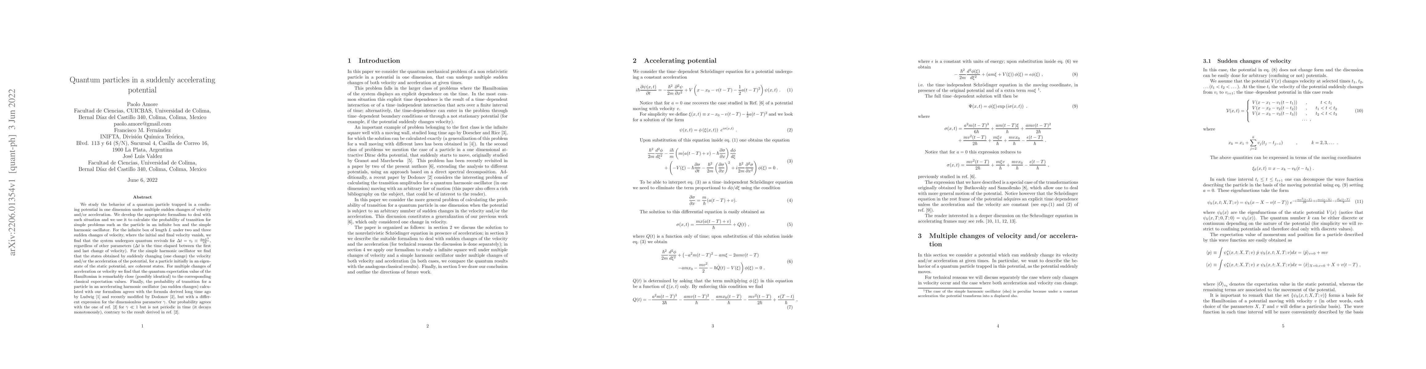 Thumbnail for Quantum particles in a suddenly accelerating potential